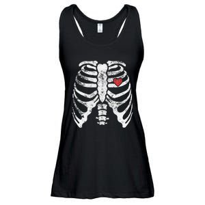 Heart Rib Cage Xray Funny Halloween Skeleton Ladies Essential Flowy Tank