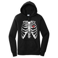 Heart Rib Cage Xray Funny Halloween Skeleton Women's Pullover Hoodie