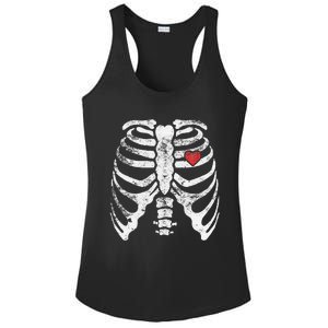 Heart Rib Cage Xray Funny Halloween Skeleton Ladies PosiCharge Competitor Racerback Tank