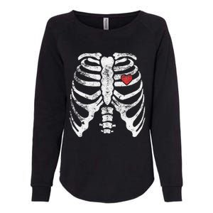 Heart Rib Cage Xray Funny Halloween Skeleton Womens California Wash Sweatshirt