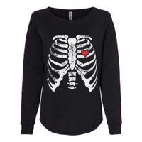 Heart Rib Cage Xray Funny Halloween Skeleton Womens California Wash Sweatshirt