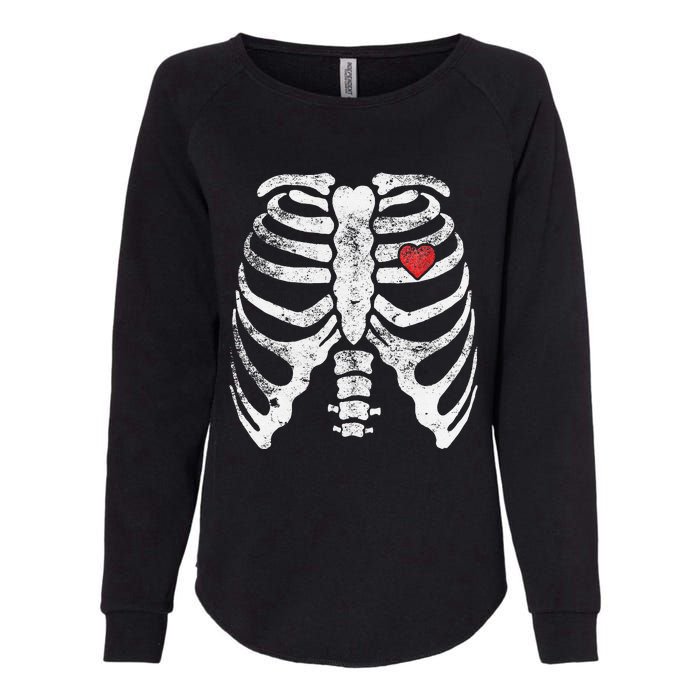 Heart Rib Cage Xray Funny Halloween Skeleton Womens California Wash Sweatshirt