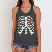 Heart Rib Cage Xray Funny Halloween Skeleton Women's Knotted Racerback Tank