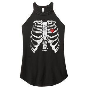 Heart Rib Cage Xray Funny Halloween Skeleton Women's Perfect Tri Rocker Tank