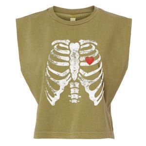 Heart Rib Cage Xray Funny Halloween Skeleton Garment-Dyed Women's Muscle Tee