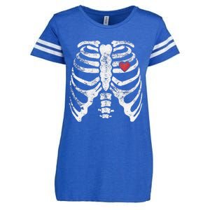 Heart Rib Cage Xray Funny Halloween Skeleton Enza Ladies Jersey Football T-Shirt