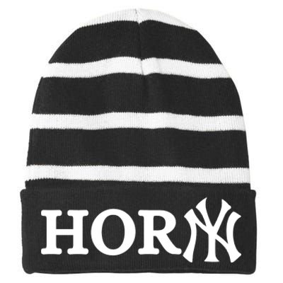 Hor(Ny) Rare Comedy Horny Ny Funny Joke Striped Beanie with Solid Band