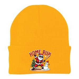 Home Run Christmas Baseball Santa Claus Snow Xmas Gift Knit Cap Winter Beanie