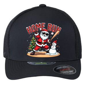 Home Run Christmas Baseball Santa Claus Snow Xmas Gift Flexfit Unipanel Trucker Cap