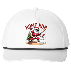 Home Run Christmas Baseball Santa Claus Snow Xmas Gift Snapback Five-Panel Rope Hat