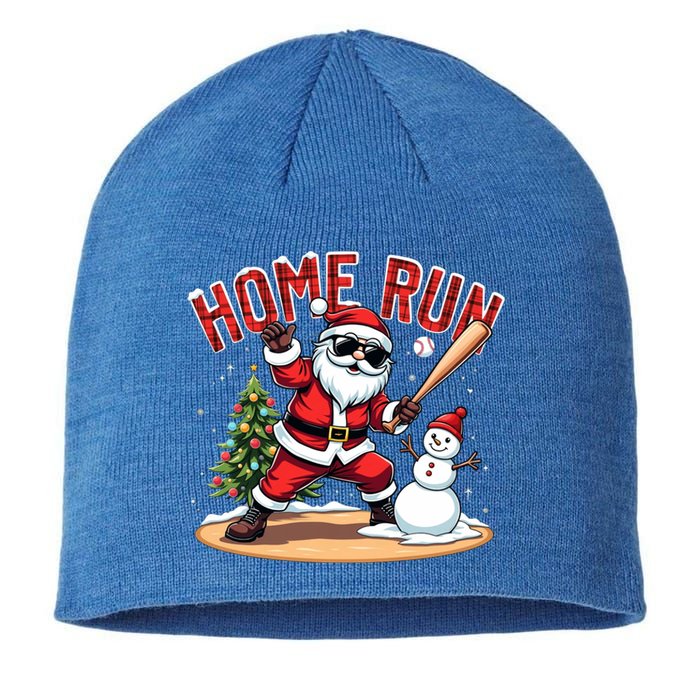 Home Run Christmas Baseball Santa Claus Snow Xmas Gift Sustainable Beanie