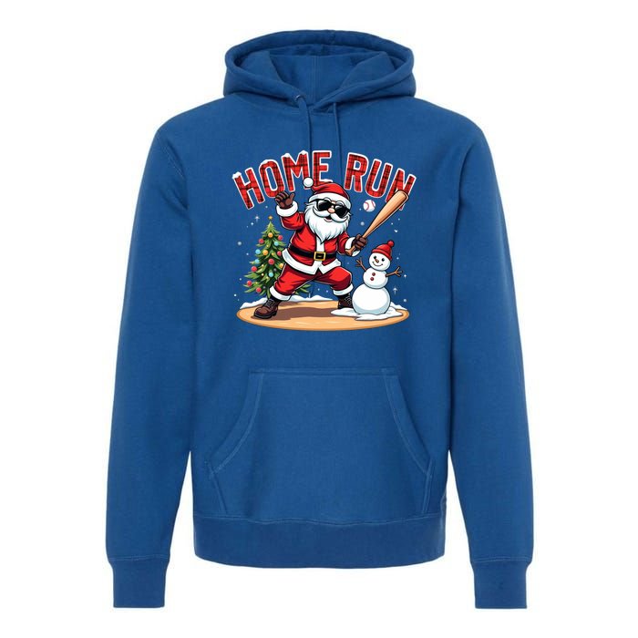 Home Run Christmas Baseball Santa Claus Snow Xmas Gift Premium Hoodie