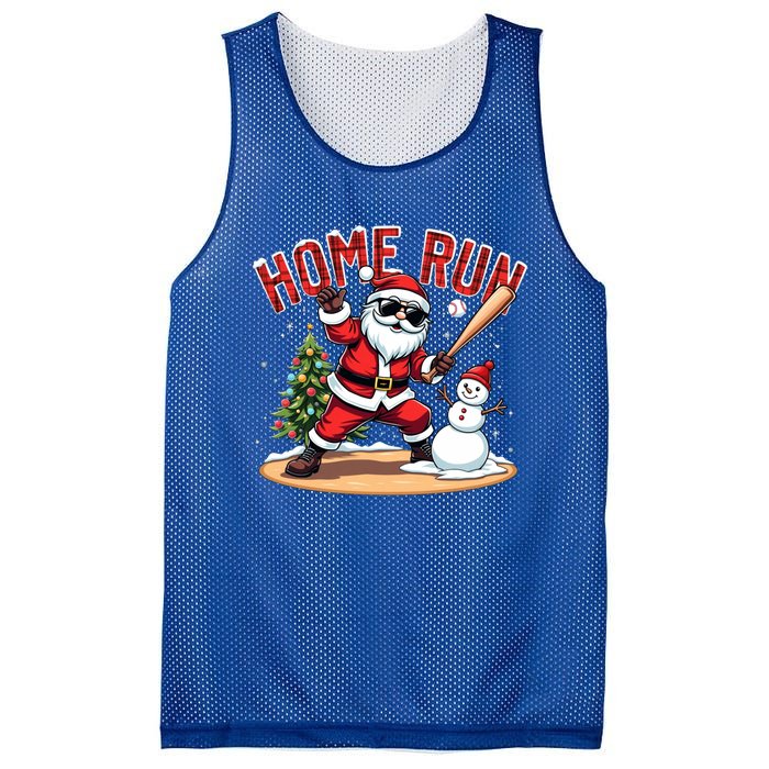 Home Run Christmas Baseball Santa Claus Snow Xmas Gift Mesh Reversible Basketball Jersey Tank