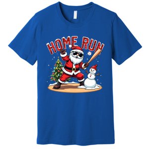 Home Run Christmas Baseball Santa Claus Snow Xmas Gift Premium T-Shirt