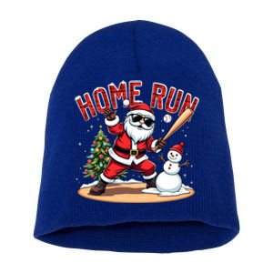 Home Run Christmas Baseball Santa Claus Snow Xmas Gift Short Acrylic Beanie