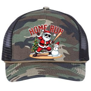 Home Run Christmas Baseball Santa Claus Snow Xmas Gift Retro Rope Trucker Hat Cap