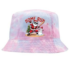 Home Run Christmas Baseball Santa Claus Snow Xmas Gift Tie-Dyed Bucket Hat