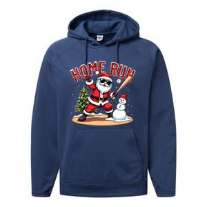 Home Run Christmas Baseball Santa Claus Snow Xmas Gift Performance Fleece Hoodie