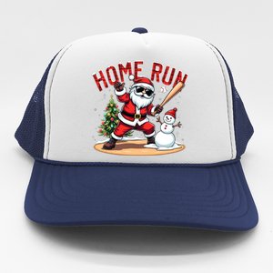 Home Run Christmas Baseball Santa Claus Snow Xmas Gift Trucker Hat