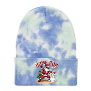 Home Run Christmas Baseball Santa Claus Snow Xmas Gift Tie Dye 12in Knit Beanie