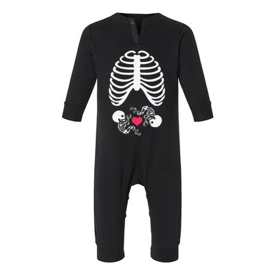 Halloween Rib Cage Pregnancy Expecting Twins Baby Love Infant Fleece One Piece