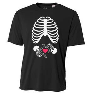 Halloween Rib Cage Pregnancy Expecting Twins Baby Love Cooling Performance Crew T-Shirt