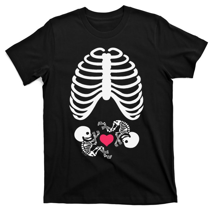 Halloween Rib Cage Pregnancy Expecting Twins Baby Love T-Shirt