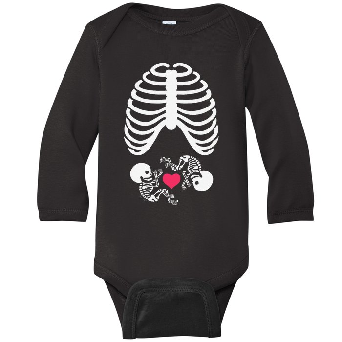 Halloween Rib Cage Pregnancy Expecting Twins Baby Love Baby Long Sleeve Bodysuit