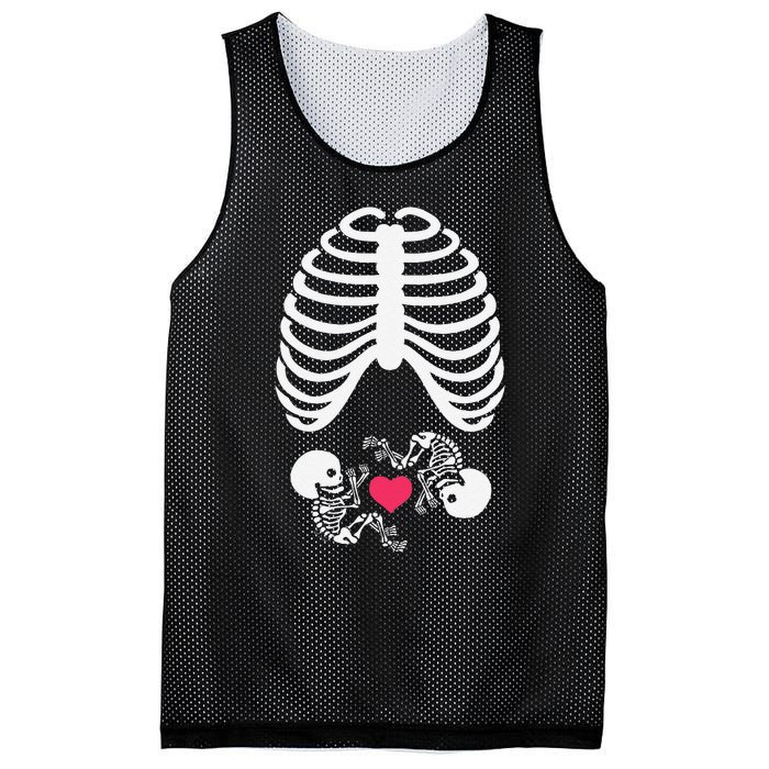 Halloween Rib Cage Pregnancy Expecting Twins Baby Love Mesh Reversible Basketball Jersey Tank