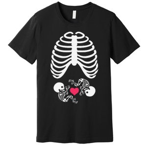 Halloween Rib Cage Pregnancy Expecting Twins Baby Love Premium T-Shirt