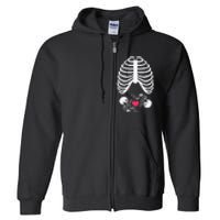 Halloween Rib Cage Pregnancy Expecting Twins Baby Love Full Zip Hoodie