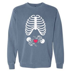 Halloween Rib Cage Pregnancy Expecting Twins Baby Love Garment-Dyed Sweatshirt