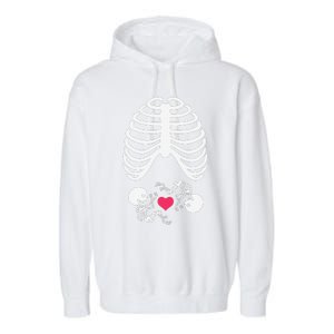 Halloween Rib Cage Pregnancy Expecting Twins Baby Love Garment-Dyed Fleece Hoodie