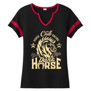 Horse Racing Club Dark Horse Born To Ride Ladies Halftime Notch Neck Tee