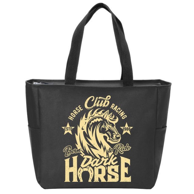 Horse Racing Club Dark Horse Born To Ride Zip Tote Bag