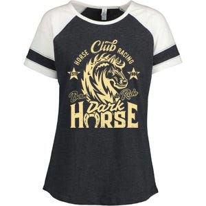 Horse Racing Club Dark Horse Born To Ride Enza Ladies Jersey Colorblock Tee