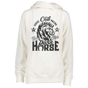 Horse Racing Club Dark Horse Born To Ride Womens Funnel Neck Pullover Hood