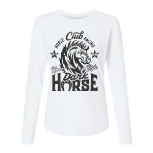 Horse Racing Club Dark Horse Born To Ride Womens Cotton Relaxed Long Sleeve T-Shirt