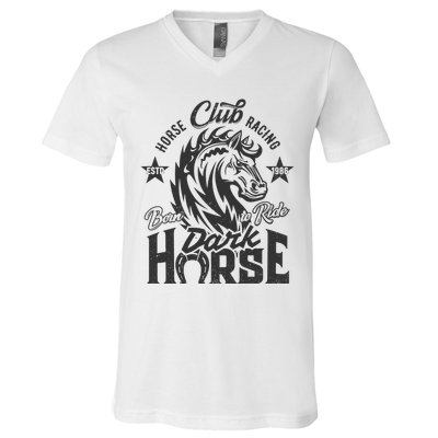 Horse Racing Club Dark Horse Born To Ride V-Neck T-Shirt