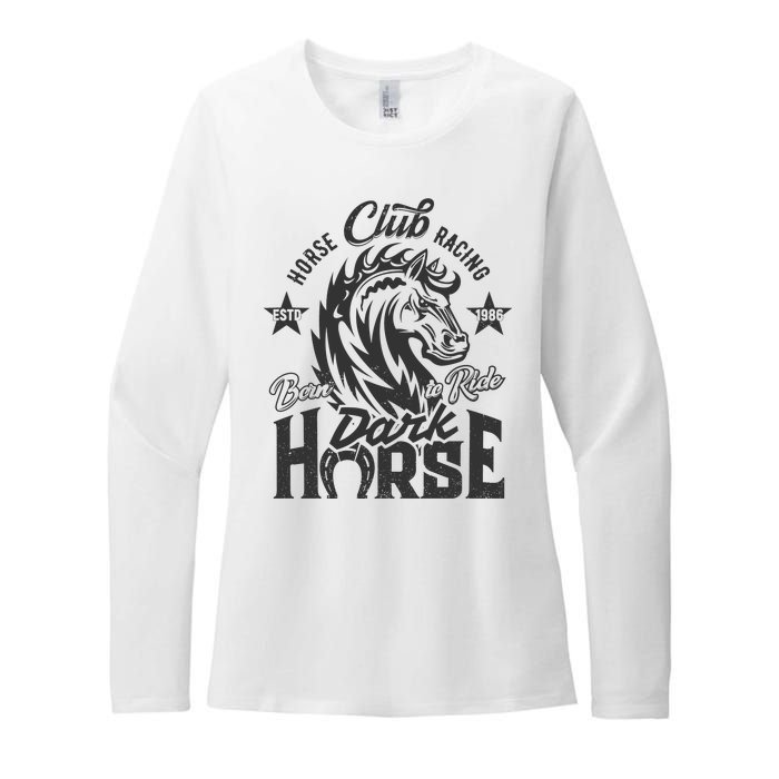 Horse Racing Club Dark Horse Born To Ride Womens CVC Long Sleeve Shirt