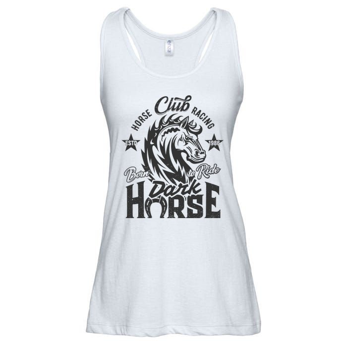 Horse Racing Club Dark Horse Born To Ride Ladies Essential Flowy Tank