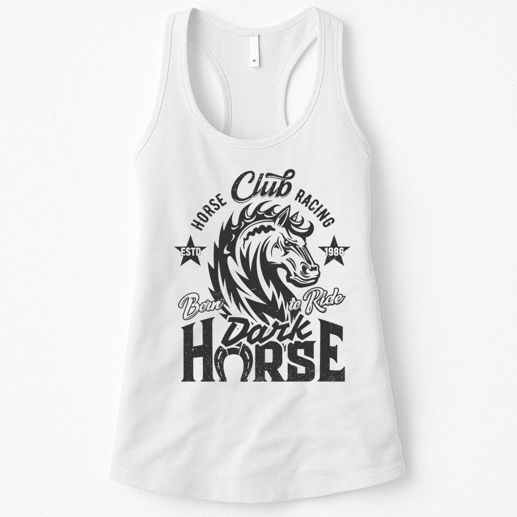 Horse Racing Club Dark Horse Born To Ride Womens Tank Top