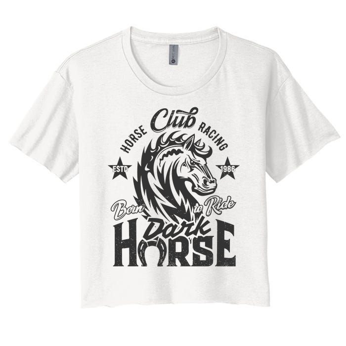 Horse Racing Club Dark Horse Born To Ride Women's Crop Top Tee