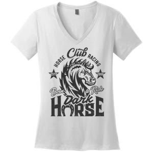 Horse Racing Club Dark Horse Born To Ride Women's V-Neck T-Shirt