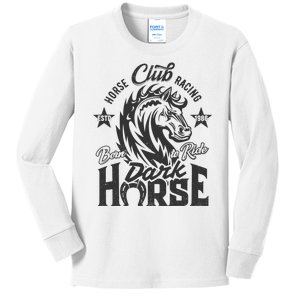 Horse Racing Club Dark Horse Born To Ride Kids Long Sleeve Shirt