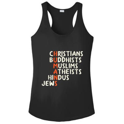 Humans Religions Christians Buddhists Muslims Women Gift Ladies PosiCharge Competitor Racerback Tank