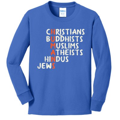 Humans Religions Christians Buddhists Muslims Women Gift Kids Long Sleeve Shirt