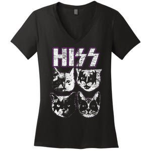 Hiss rock cats rock Women's V-Neck T-Shirt