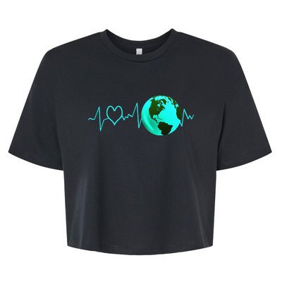 Heartbeat Recycling Climate Change Earth Day Bella+Canvas Jersey Crop Tee