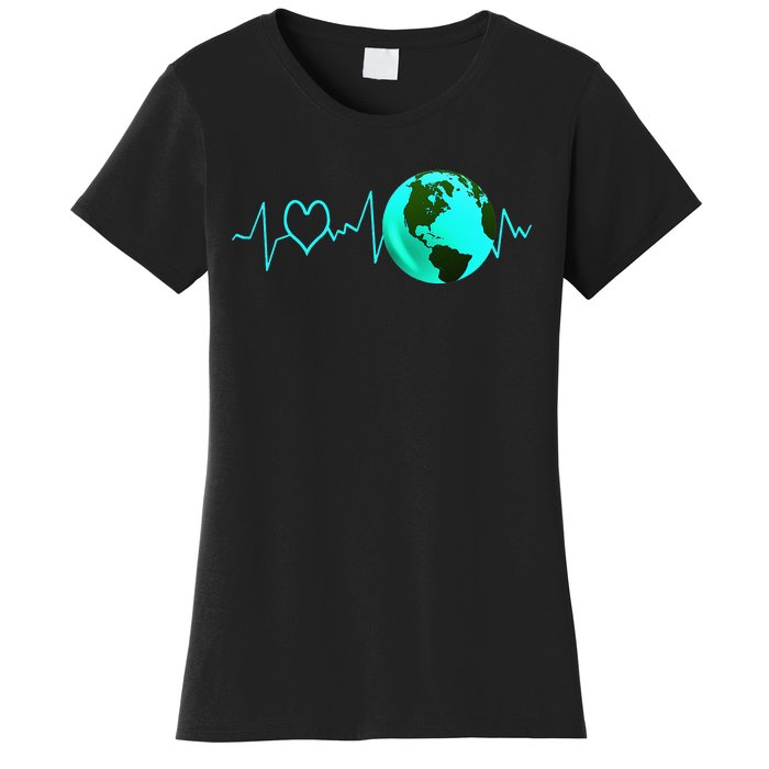 Heartbeat Recycling Climate Change Earth Day Women's T-Shirt